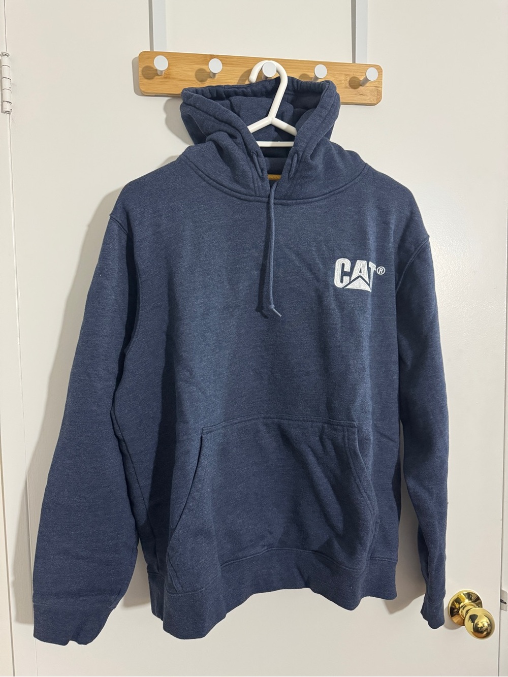 Caterpillar Navy Blue Hoodie with White CAT Logo